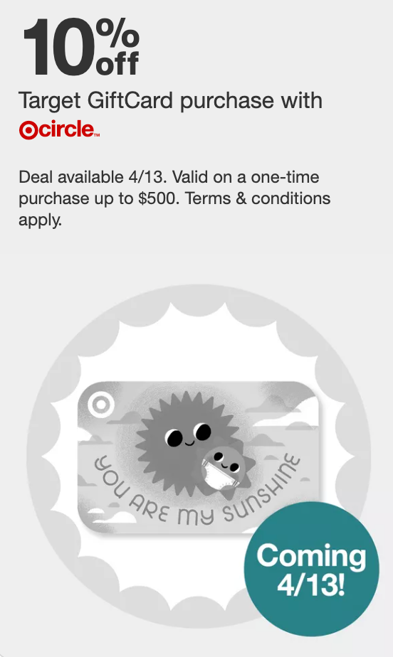 screenshot of Target Circle Week gift card deal